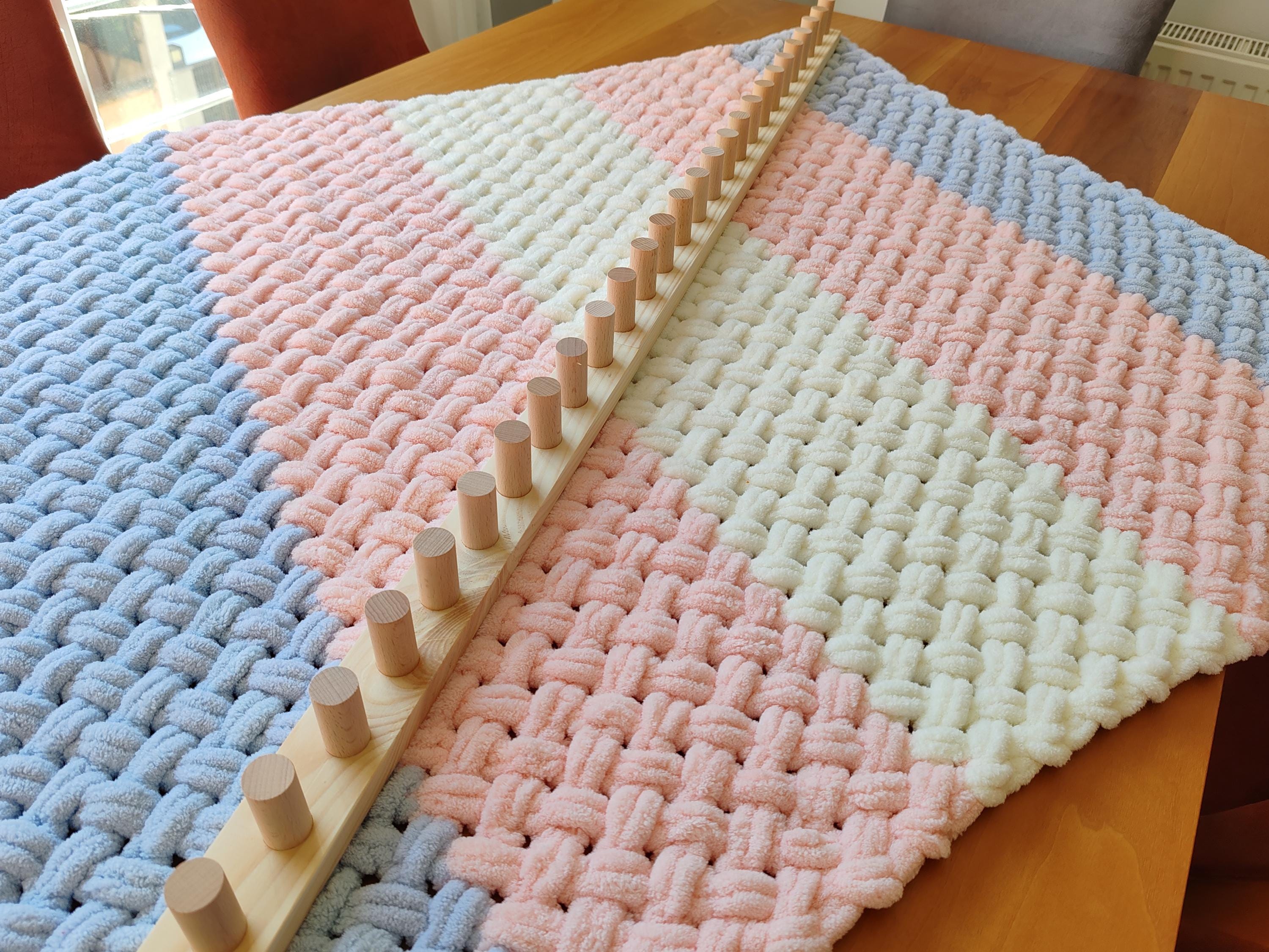 Telaio Per Lavoro A Maglia Grosso 122 Cm – Pieghevole E Portatile In Legno Naturale, Per Creare Coperte E Sciarpe, Adatto Ai Principianti - 6