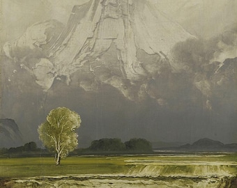 Peder Balke Stetind with birch Print - Museum Quality Pigment Giclee printed on Fine Art Cotton Paper