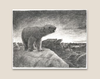 Roaring Polar Bear by Fridtjof Nansen. Museum quality Giclée Print