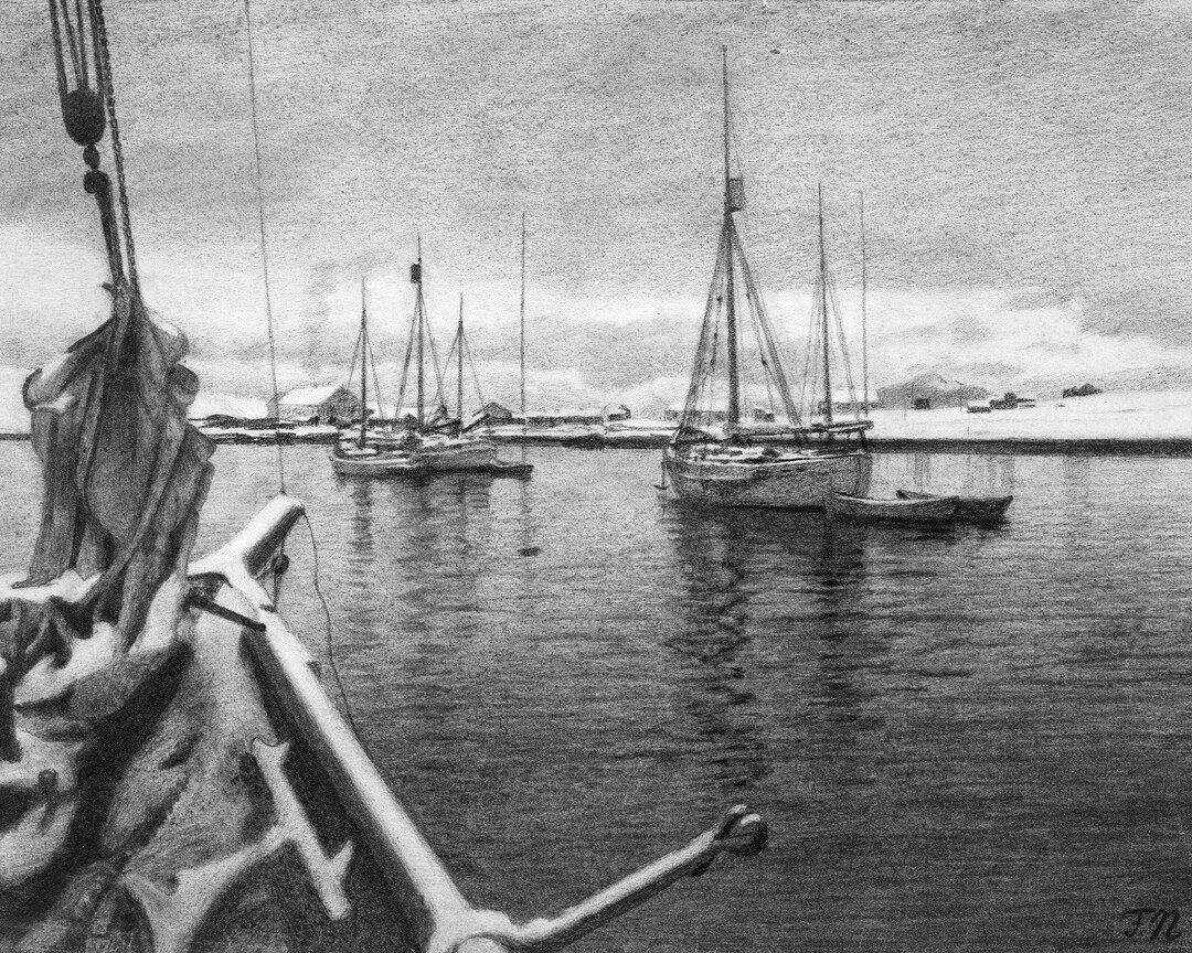 The Boats at Green Harbour Svalbard by Fridtjof Nansen Etsy