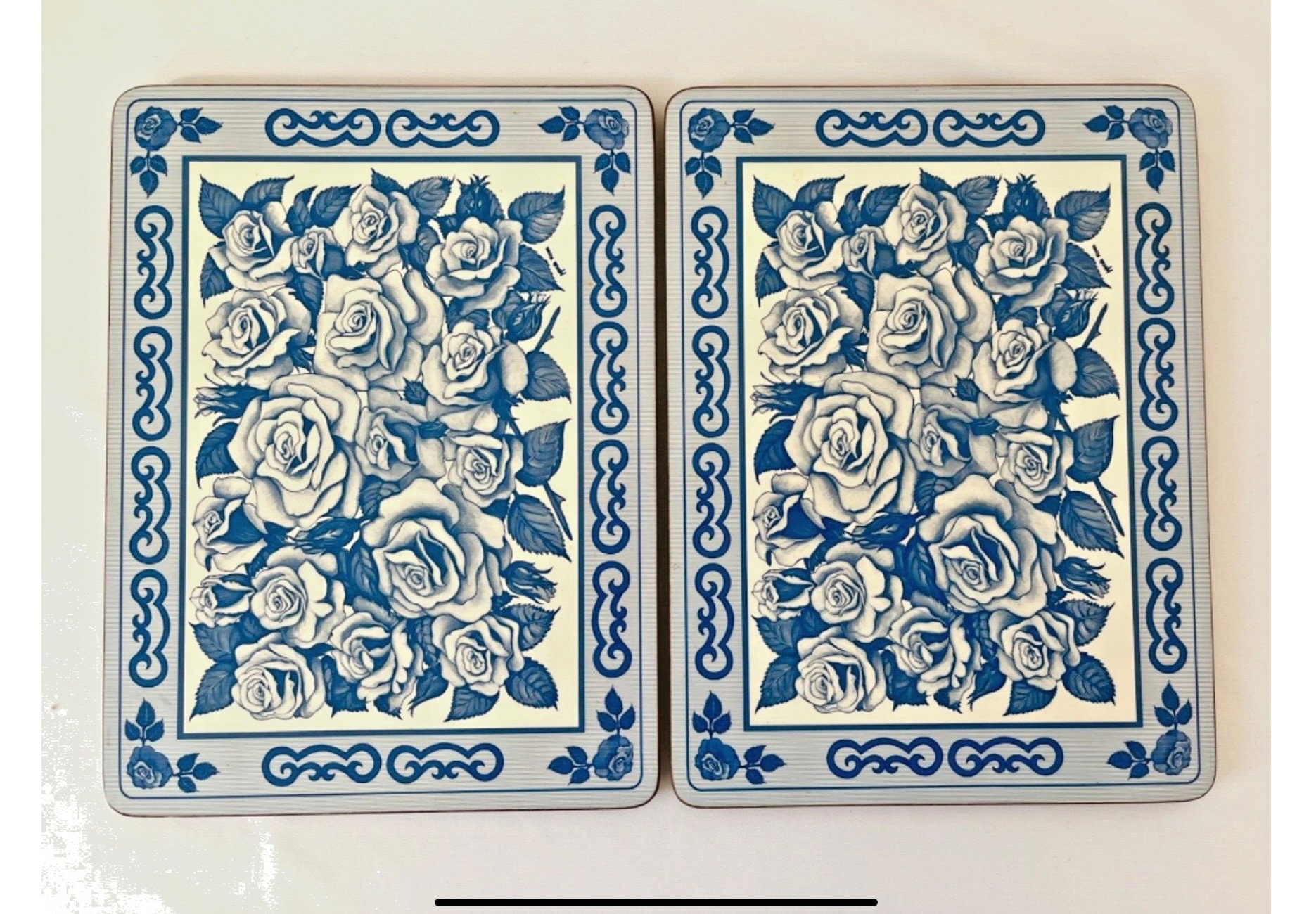 Pimpernel England Kitchen Placemats Maria Ryan Blue Rose Corks Backing, Set of 2 Etsy