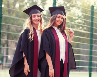 Graduation gown - Academic dress - Academic robes - Graduate gown student - Maroon graduation set - Bachelors gown