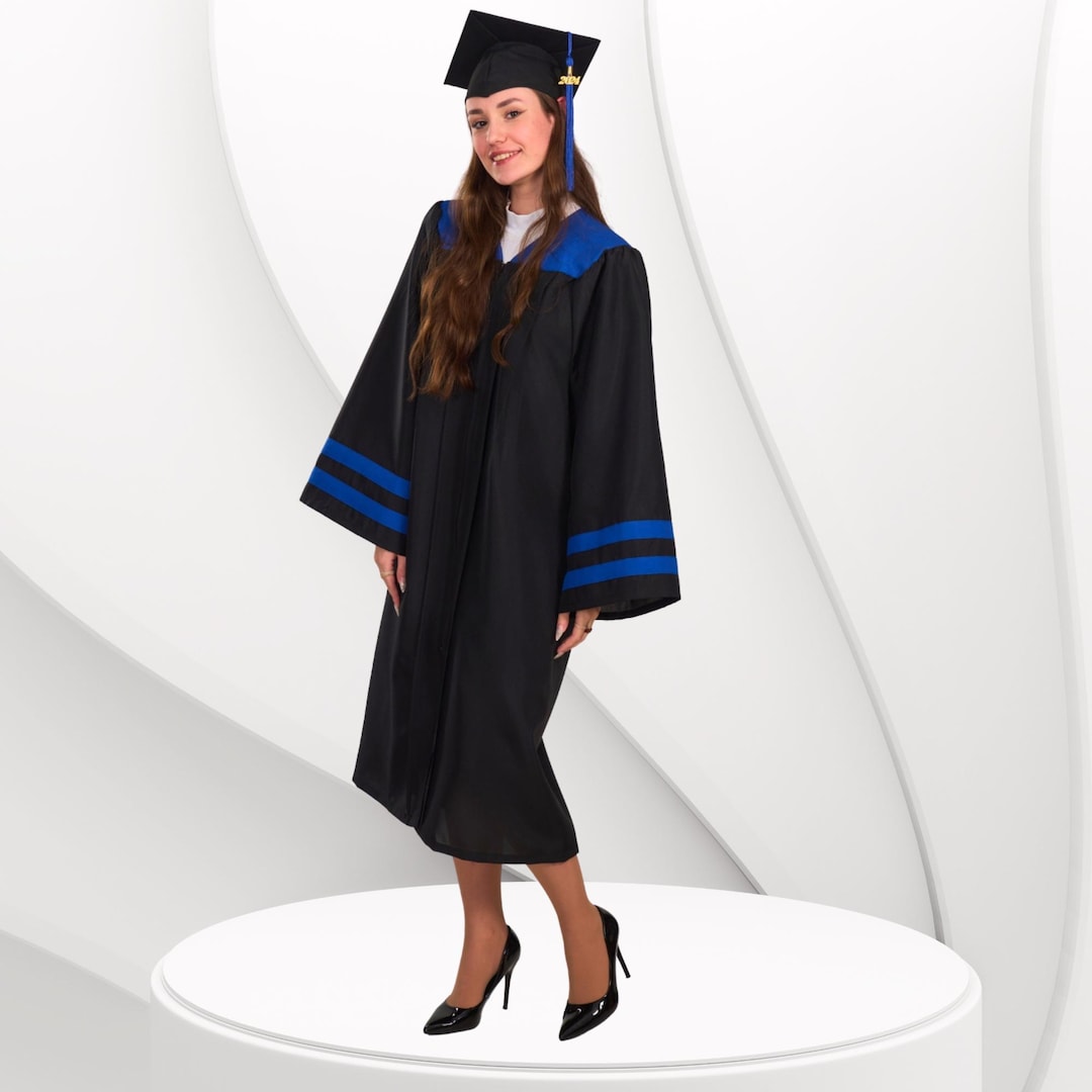 Bachelor Gown - Academic Gown With Royal Blue Inserts - Graduation Gown ...