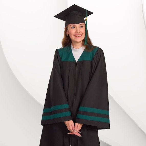 Bachelor gown - Academic gown with Forest green inserts - Graduation gown - Academic dress - Forest green Graduation robe Bachelor gown - Academic gown with Forest green inserts - Graduation gown - Academic dress - Forest green Graduation robe