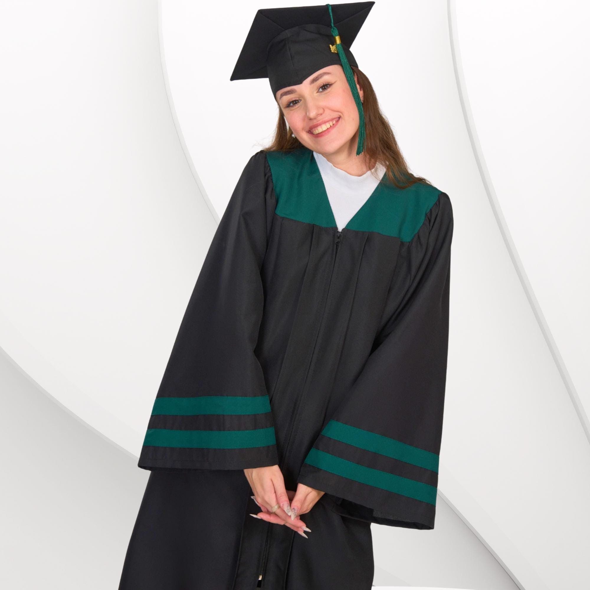 green emerald velvet dress Eco-Friendly Green High School Graduation Gown – Graduation Attire main image 0
