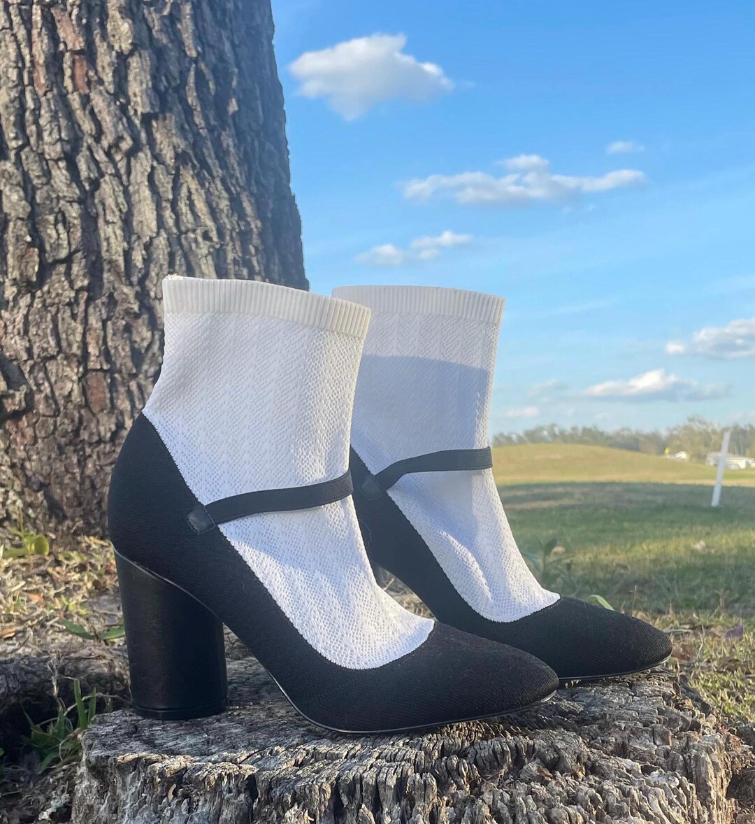 Maryjane Attached Socks Knit Heels Katy Perry Isobel NWOT Mary