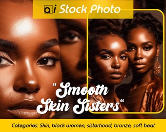 Beauty, Skin & Fashion Model Stock Photo "Smooth Skin Sisters"- 2 women models posing for beauty brand, skincare, makeup