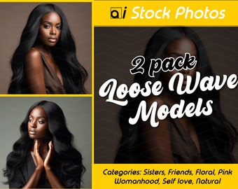 Hair Model Stock Photos "Loose Wave Babes" Dark skinned women, wavy hair, wig brand, fashion brand, beauty brand