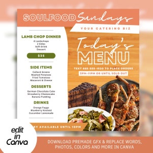 Folleto electrónico de catering de camión de comida, plantilla de volante Canva prefabricado de bricolaje, marca de chef, marca de restaurante, folleto de menú de hoy