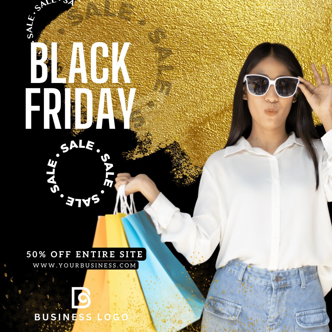 DIY Canva Templates Black and Gold Foil Premade Flyers - Etsy