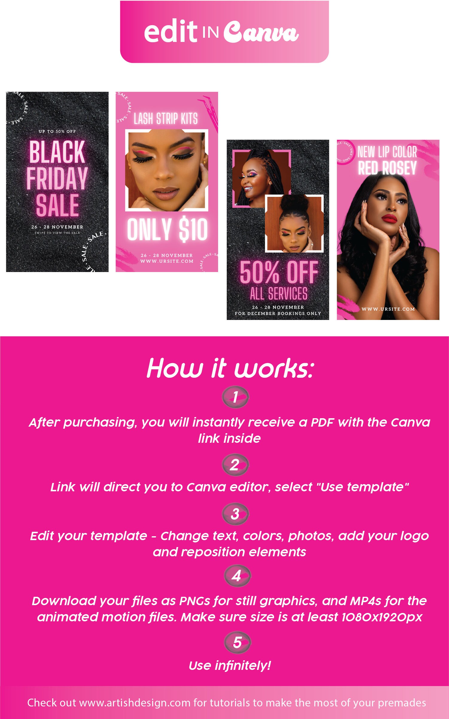 Premade Story Templates | DIY Canva Flyers | Black & Neon Sales ...