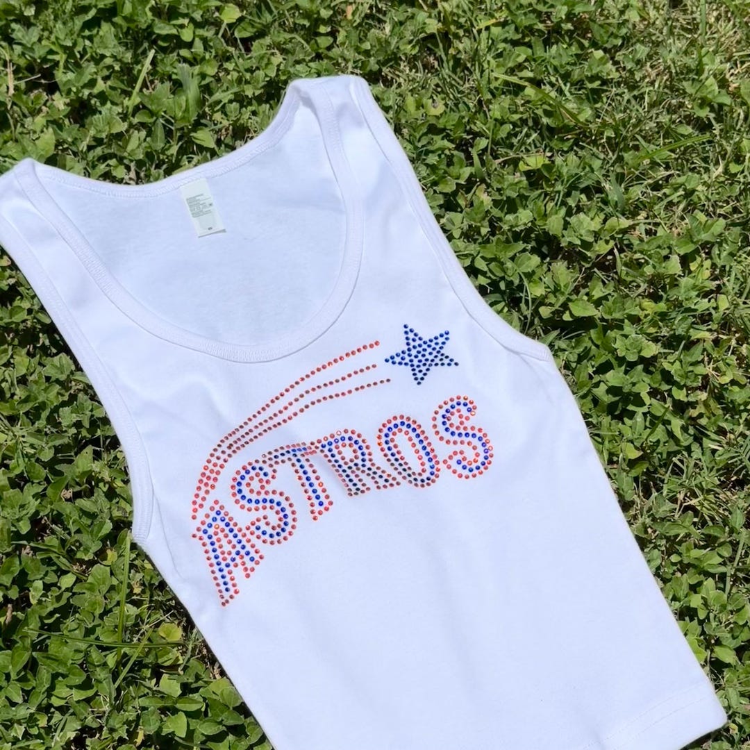 Baseball Astros Star Fan Inspired Rhinestone Cropped Tank Petite (runs ...