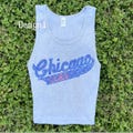 Baseball Cub Fan Inspired Rhinestone Cropped Tank Petite (Runs Small)