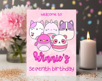 squishmallow birthday png party invitation custom personalize squishmallow party girl happy birthday squishy party