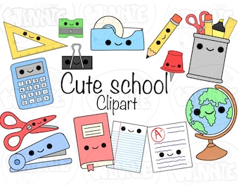 kawaii school clipart vector school clip art cute school items clip art digital school stickers back to school png teacher school goodnotes