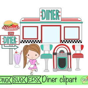 diner clipart svg american diner png retro diner adesivi download digitale retro diner cameriera jukebox png adesivi digitali