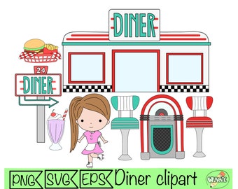 diner clipart svg american diner png retro diner stickers digital download retro diner waitress jukebox png digital stickers