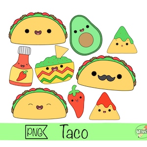 cute taco clipart mexican food png taco kawaii cartoon printable sticker digital taco design kawaii food planner sticker mexican taco