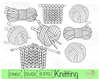 knitting clipart svg yarn outline stamp crochet neelde png svg digital download knitting needle yarn svg sewing cricut file digi knitting