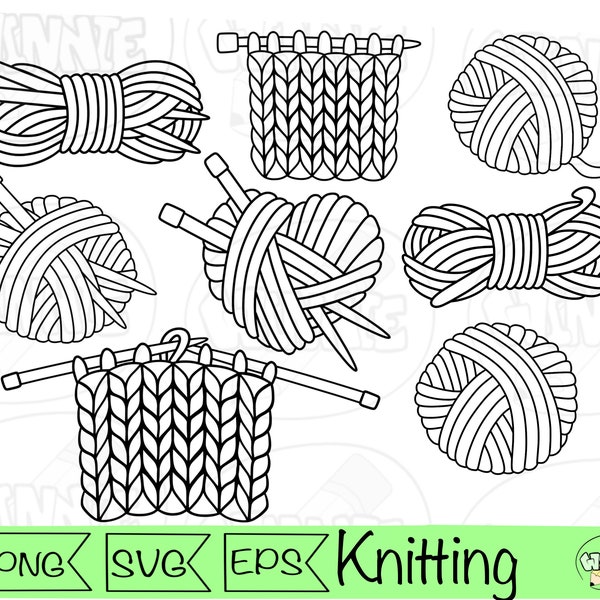 knitting clipart svg yarn outline stamp crochet neelde png svg digital download knitting needle yarn svg sewing cricut file digi knitting