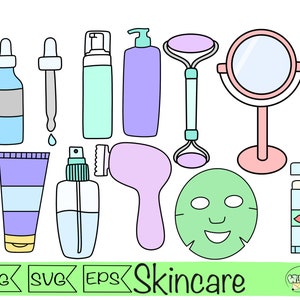 soins de la peau svg clipart soins de la peau autocollant numérique spa jour png masque auto amour autocollants auto soins clipart cosmatic visage rouleau crème pour le visage