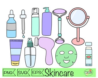 skincare svg clipart skin care digital sticker spa day png face mask self love stickers self care clipart cosmatic face roller face creame