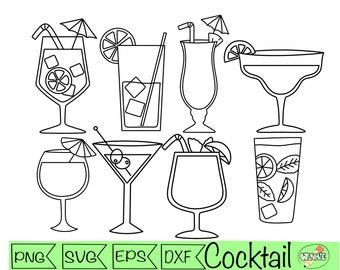 cocktail svg clipart cocktail outline svg alcohol drinks commercieel digital graphic vector clipart tropical drink summer beach cocktail png
