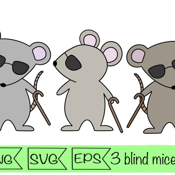3 blind mice clipart digital download mouse stickers cute 3 blind mice clip art