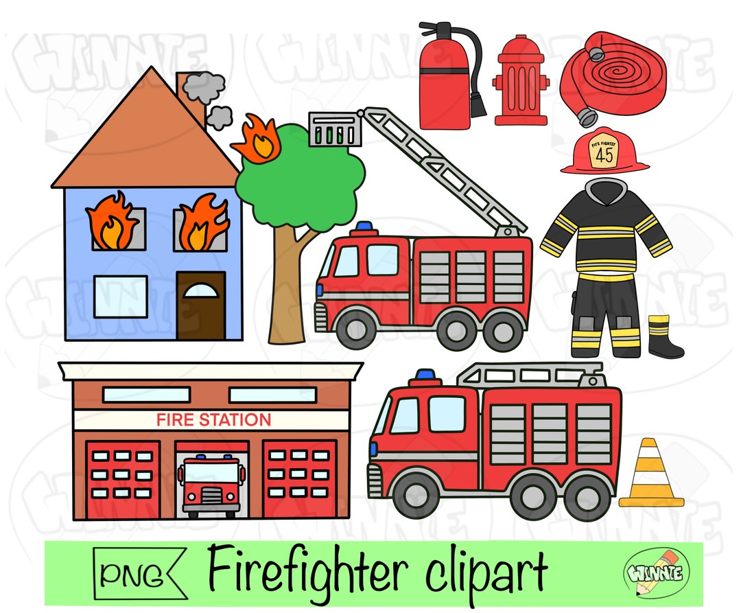 Firefighter Clipart Png Firetruck Fire Department Firestation Png