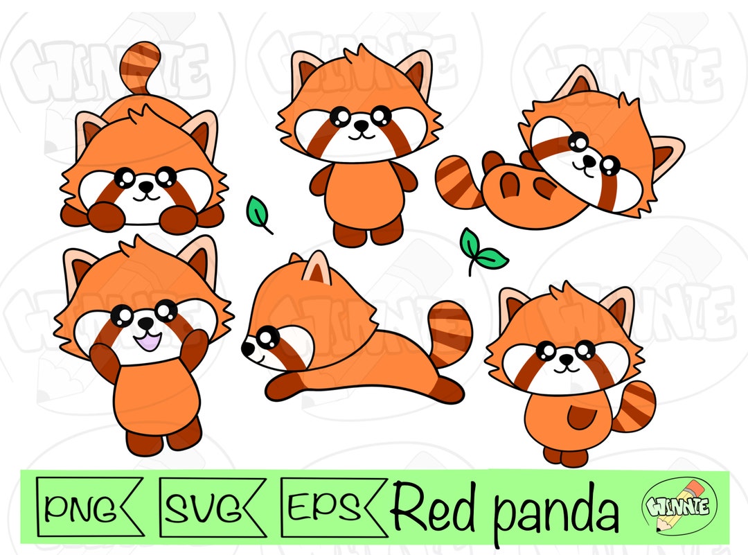 Red Panda Svg Clipart Cute Red Panda Clip Art Kawaii Panda Digital ...