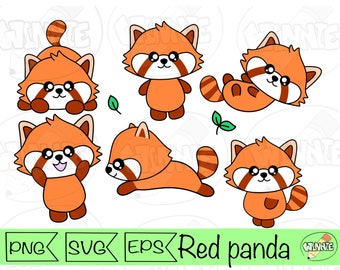 red panda svg clipart cute red panda clip art kawaii panda digital panda stickers happy red panda bear png red panda vector clipart svg cut