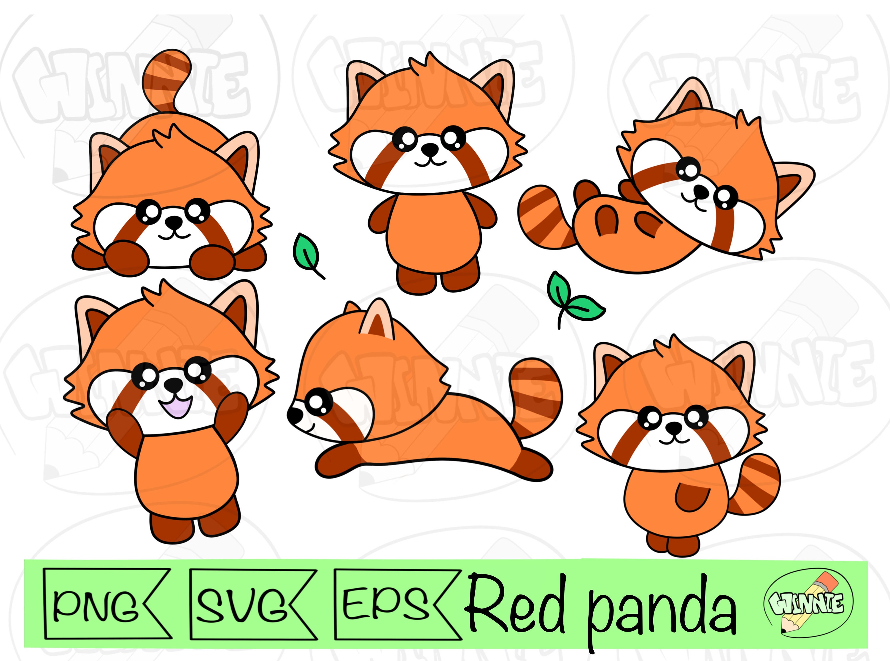 Red Panda Svg Clipart Cute Red Panda Clip Art Kawaii Panda - Etsy