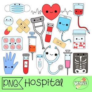lindo hospital clipart png hospital doctor lindo planificador pegatina imprimible dibujos animados kawaii médico png enfermera álbum de recortes diseño de diario de balas