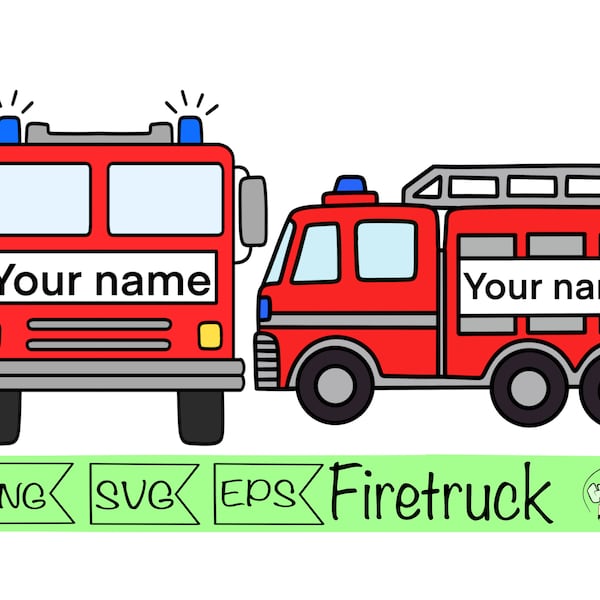 Feuerwehrauto svg Namensschild Feuerwehrauto personalisieren Feuerwehrauto svg cricut Feuerwehrmann Vektor Feuerwehrauto Geburtstag Junge Feuerwehr Feuerwehrauto mit Namen