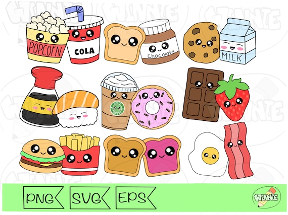 Perfect Match Kawaii Clipart Set Cute Food Clip Art Friendship 