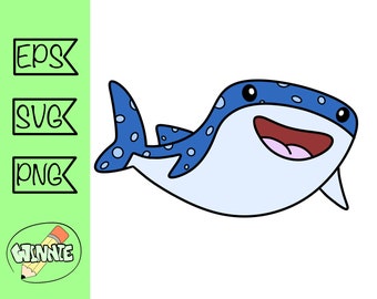 whale shark svg cute whale shark png clipart sea animal svg vector cricut cut file for sticker printable sea animal png shirt design
