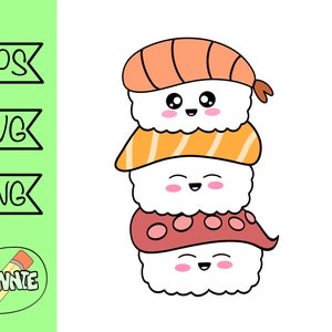 sushi svg cute sushi clipart cricut cut file printable sushi sticker vector shirt svg sushi design kawaii clip art png