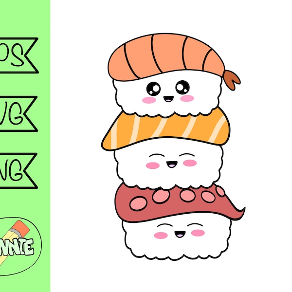 寿司 svg かわいい寿司 クリップアート クリカット カット ファイル 印刷可能な寿司 ステッカー ベクトル シャツ svg 寿司 デザイン かわいい クリップアート png