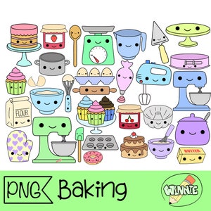 kawaii baking png clipart bakery cute cartoon sticker printable digital design planner kitchen tools baking accessoire png kawaii clipart