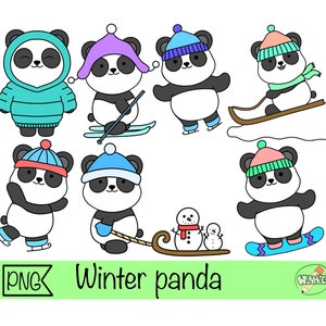 invierno panda clipart animal invierno png pegatina dibujos animados imprimible álbum de recortes bala diario kawaii clipart panda png lindo deportes de invierno