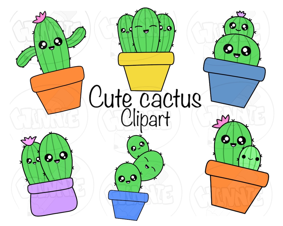 Cute vector stickers pack of kawaii doodles cactus in pots. Baby cacti kids  illustration in cartoon style. Succulents gardening homeplants. 10549897  Vector Art at Vecteezy