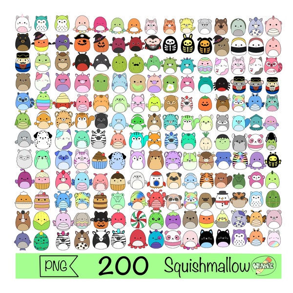 squishmallow png clipart mignon autocollant imprimable squishmallow autocollants numériques smooshy animal dessin animé squishy png alimentaire squishmallow autocollant