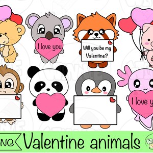 lindo San Valentín clipart animal San Valentín Día de San Valentín kawaii animales enamorados png descarga digital pegatinas de san valentín romántico en amor animal cupido