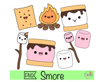 smore clipart kawaii food marshmallow kawaii smore chocolate campfire camping digital sticker printable smore png cartoon bullet journal