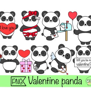 kawaii valentine clipart panda valentine animal couple panda bear png valentines day digital sticker printable cartoon digital download png