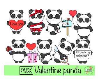 kawaii valentine clipart panda valentine animal couple panda bear png valentines day digital sticker printable cartoon digital download png