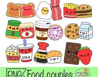 kawaii valentine food clipart kawaii food couple png sticker perfect match couple kawaii printable perfect match food couple drawing