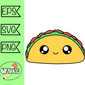 Cute Taco Svg Mexican Food Taco Png Clipart Kawaii Food Svg Cut File ...