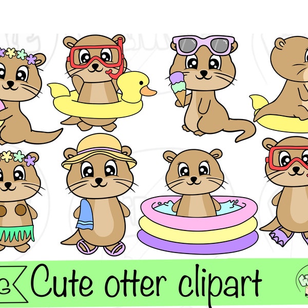 cute otter clipart pool party vector png beach party summer swimming pool kawaii animal hawaii otter stickers summer holiday travel sunbath