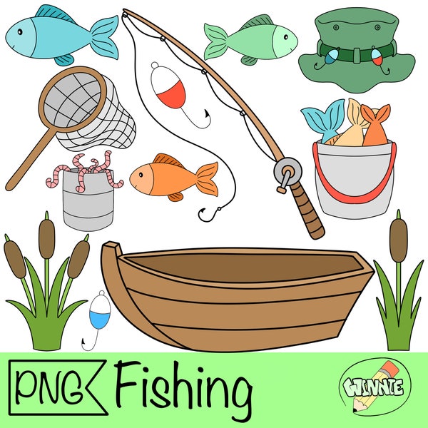 fishing clipart fishing boat gone fishing rod png digital sticker fish digital download fishing rod png print bullet journal